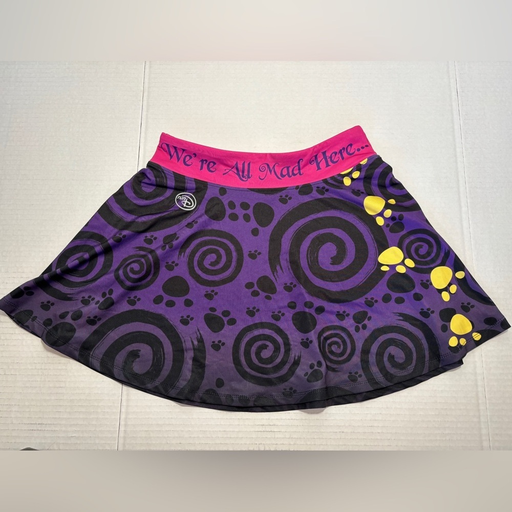 Run Disney Cheshire Skirt Stretch Alice in Wonderland "We're all mad Here" SZ M